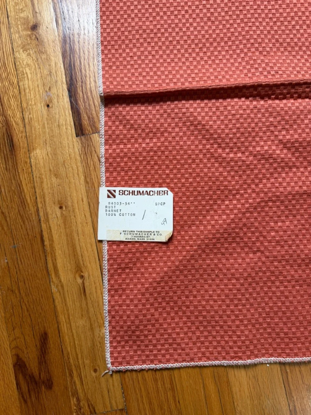 Schumacher Rust Barnet Cotton Fabric Panel / Sample